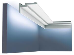Cornice a soffitto Orac Decor CX197 MODERN U-STEPS Battiscopa decorativo Modanatura decorativa per pareti Illuminazione indiretta stile moderno colore bianco 2 m