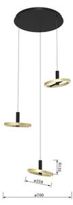 Wofi 5016-304 - Lampadario a sospensione con filo LED dimmerabile BREST LED/26W/230V nero/oro