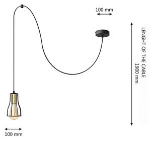 Lampadario a sospensione con filo TUBE 1xE27/15W/230V nero/oro