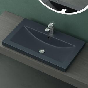 Lavabo da incasso Mai & Mai, 76,5 cm, in resina minerale opaca, colore antracite