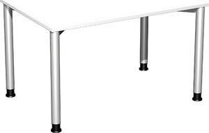 Scrivania L1200xD800mm alluminio bianco/bianco, 4 gambe Flex