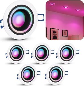 SSC-LUXon 6x Faretto da incasso Smart LED MATAPO Spot con luce LED RGBW WLAN - App e controllo vocale tramite Alexa, Google e Siri - Selezione colore e CCT dimmerabile