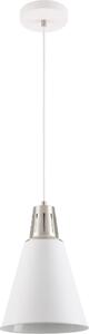 GTV - Lampada a sospensione GIANNI Lampada a sospensione Lampada da soffitto E27 bianco argento rame Paralume 22 cm regolabile in altezza Sala da pranzo Soggiorno Cucina Illuminazione moderna