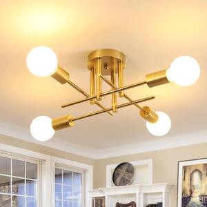 Lampada a soffitto vintage Comely, 4 luci, stile industriale, colore oro, attacco E27 – Oro - 4 luci, 43 cm