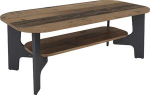 Tavolino JONNY di byLIVING / Melamina Old Wood, melamina antracite / L 110, A 42,5, P 55 cm / con ripiano