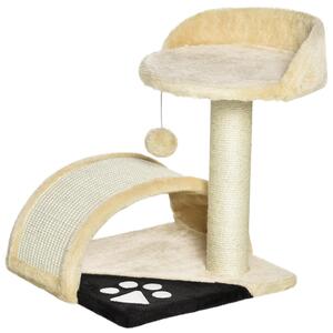 PawHut Tiragraffi per gatti con palline da gioco Pali tiragraffi in corda di sisal Beige