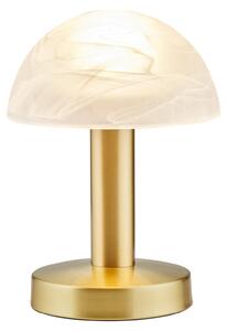 Lampada da tavolo a LED Trio Leuchten Fynn II 599110108, metallo ottone opaco, vetro bianco alabastro, incl. 1 lampadina LED E14 da 4,9 Watt, funzione Touch-Me