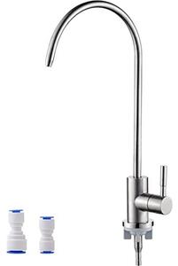 Rubinetto da cucina con filtro dell'acqua - Girevole a 360° - Acciaio inossidabile - Argento - Con adattatore per rubinetto