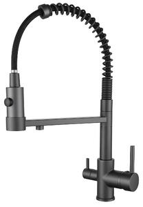 Miscelatore da cucina – Estraibile – A 3 vie – Miscelatore monocomando – Grigio