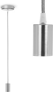 Sospensione a corda vintage grigio argento tessile per lampada a sospensione E27 max. 60W, sospensione