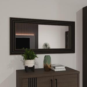 Specchio EUFEMIUS, modello 120, specchio moderno con cornice sagomata, decoro in legno effetto noce scuro/nero, dimensioni: 120 cm di larghezza x 60 cm di altezza x 1,6 cm di profondità