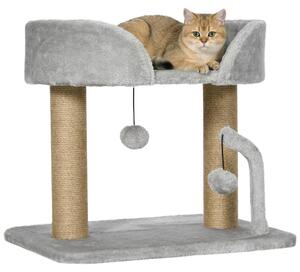 Tiragraffi, tiragraffi per gatti di piccole dimensioni da 42 cm con palo in juta, piattaforma, grigio