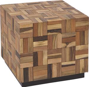 BELIANI Tavolino da caffè a cubo in legno chiaro di teak con accenti in stile rustico