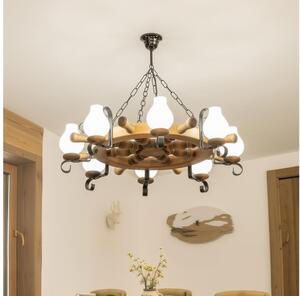 Brilagi - Lampadario a sospensione TIMONA a catena, 8xE14/40W/230V, diam. 70 cm, finitura faggio