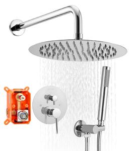 VEVOR sistema doccia a pioggia per il bagno Sistema doccia con soffione a pioggia rotondo da 254 mm e doccetta, rubinetteria a parete per il bagno con valvola in ottone e set decorativo, argento cromato