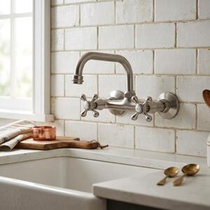 Miscelatore da cucina a parete, acciaio inossidabile, modello Heritage Ascot NB-4110-HA, marca Aquanello