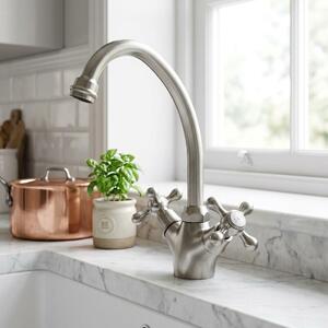 Miscelatore da cucina in stile vintage, acciaio inossidabile, serie Heritage Ascot NB-4004-HA, Aquanello