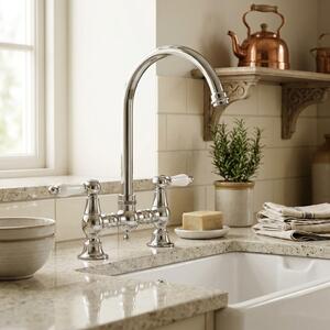 Miscelatore da cucina in stile vintage, modello "Heritage Manor", finitura cromata, marca Aquanello