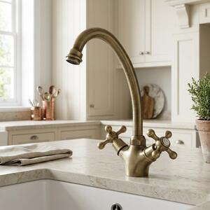 Miscelatore da cucina in stile vintage, finitura bronzo, modello Heritage Ascot BN-4004-HA, marca Aquanello