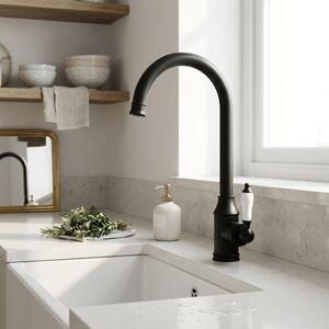 Miscelatore da cucina in stile vintage, nero, serie Heritage Manor, modello BL-9001-HM, marca Aquanello