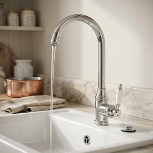 Miscelatore da cucina in stile vintage, cromato, della linea Heritage Manor, modello CR-9001-HM, marca Aquanello