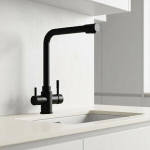 Miscelatore per cucina, tre vie, nero, acciaio inossidabile, modello Limpia BL-1600-LP, marca Aquanello