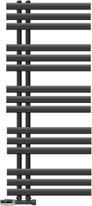 Radiatore da bagno LuxeBath design, 500x1200 mm, antracite, set di collegamento e termostatico angolare a parete, senza elemento riscaldante