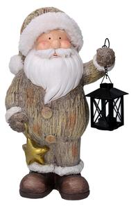 Babbo natale resina con lanterna grigiocm25,5x17h44