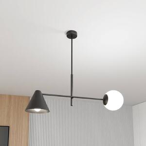 EMIBIG LIGHTING Plafoniera Hermes, a 2 luci, nera, vetro, 70 cm, E14