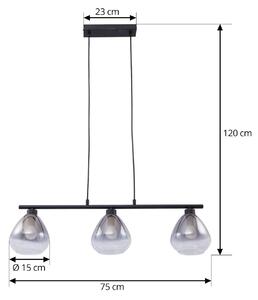 Lampada a sospensione Lindby Pendura, nero, vetro, lunghezza 75 cm