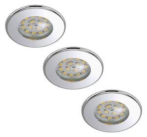 Briloner Set di 3 downlight LED Nikas IP44, cromo