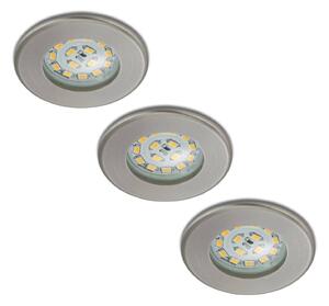 Briloner Set di 3 downlight LED Nikas IP44 nichel