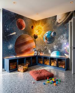 Carta da parati Pianeti in orbita, Spazio e pianeti, Effetto 3D - Tapeko.it