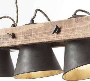 Brilliant Lampada a sospensione Plow a 3 luci nero/legno