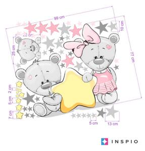 Adesivo - Orso con stelle in rosa