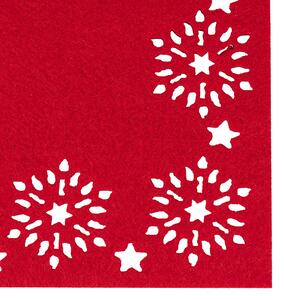 Tovaglietta natalizia rettangolare in feltro rosso 40x28 cm - Fiocco di neve