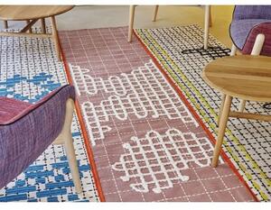 Tappeto Bandas Single Rosa Bianco Geometrico 240x60 cm