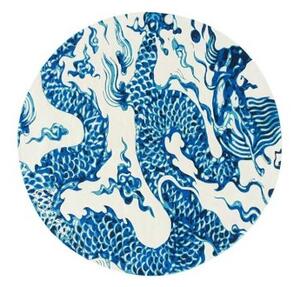 Tappeto China White Blu Bianco Astratto Ø 250 cm Rotondo