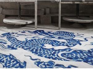 Tappeto China White Blu Bianco Astratto Ø 250 cm Rotondo