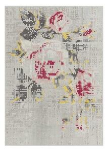 Tappeto Canevas Flowers Bianco Grigio Floreale 170x240 cm