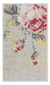 Tappeto Canevas Flowers Bianco Grigio Floreale 80x145 cm