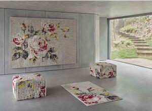 Tappeto Canevas Flowers Bianco Grigio Floreale 170x240 cm