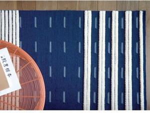 Tappeto Lan Blu Bianco Geometrico 180x200 cm