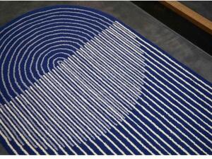 Tappeto Ply Blu Bianco Geometrico 104x300 cm