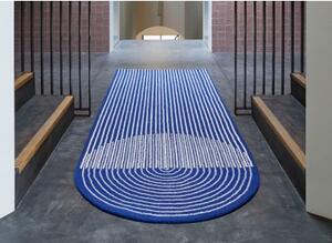 Tappeto Ply Blu Bianco Geometrico 104x300 cm
