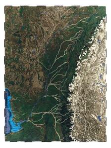 Tappeto Plastic Rivers Ganges Verde Marrone Astratto 300x400 cm