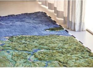 Tappeto Plastic Rivers Yangtze Verde Blu Astratto 100x400 cm
