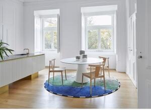 Tappeto Plastic Rivers Niger Blu Beige Astratto Ø 250 cm Rotondo
