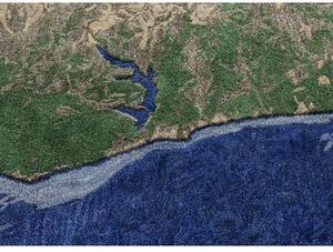 Tappeto Plastic Rivers Niger Blu Beige Astratto Ø 250 cm Rotondo