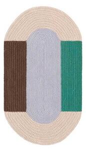 Tappeto The Crochet Collection Mono Azzurro Beige Marrone Verde Geometrico 180x100 cm